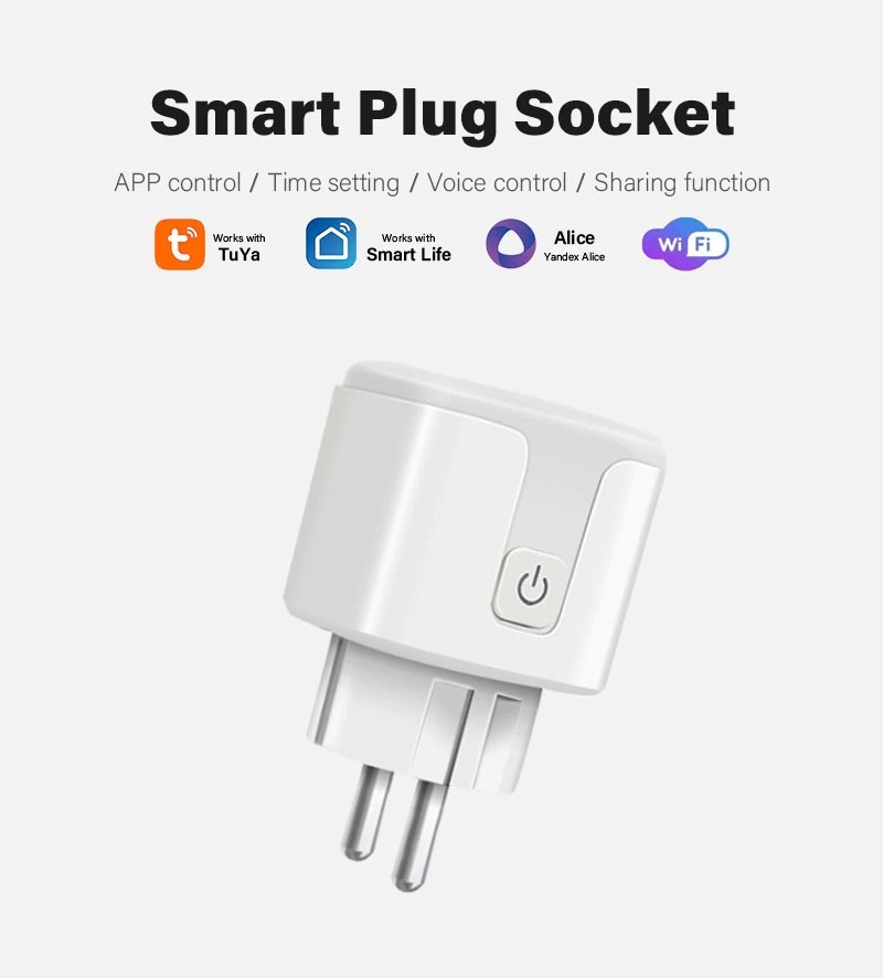 16A Smart Home Sockets Power Strip Smart EU Plug Smart Wifi Smart Plug  Works with Tuya Smart Life Alexa Google Home Yandex Alice